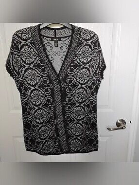 Style & Co. Short Sleeve Open Front Sweater Vest 100% Cotton Size Lg